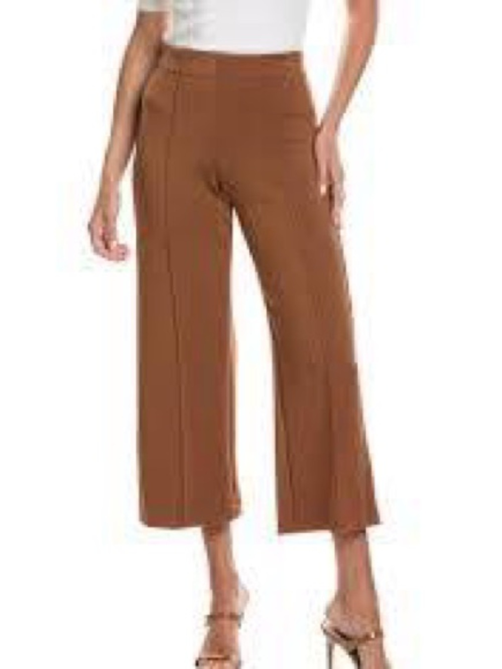 NWT T Tahari Faux Suede Leather Wide Leg Crop Pants